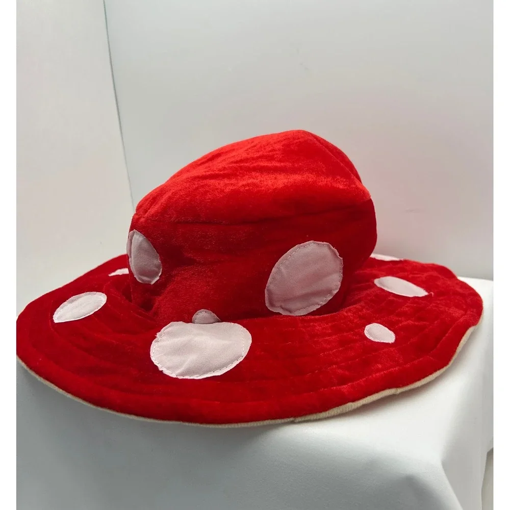 Spirit Halloween Red Mushroom Toadstool Polka Dot Velvet Hat Costume 01572940
